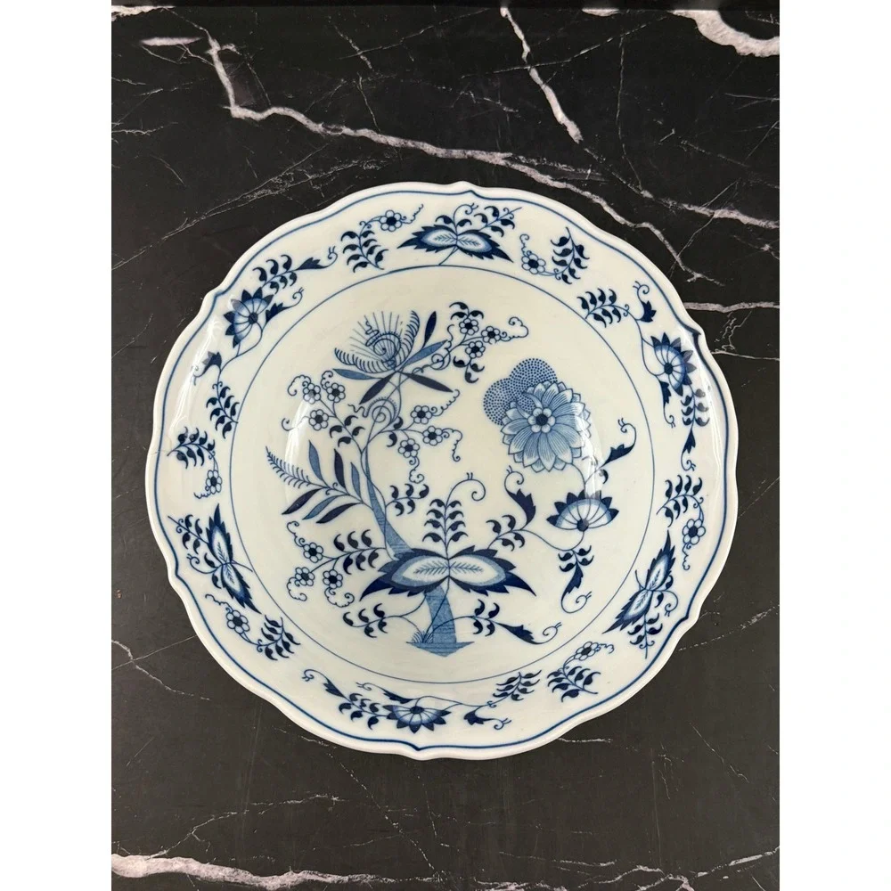 VTG Blue Danube Blue Onion 10in Serving Vegetable Bowl Banner Backstamp